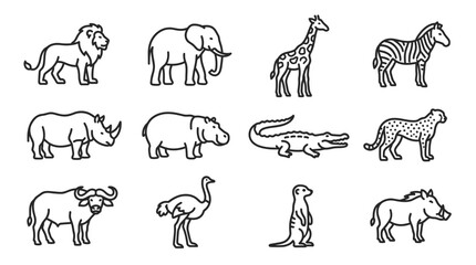Various Wild Animals Side View. © letha
