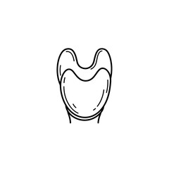 Obraz premium Isolated hand drawn dental crown sketch, medical dentistry restoration, tooth bridge, dental prosthetics, dental care procedure