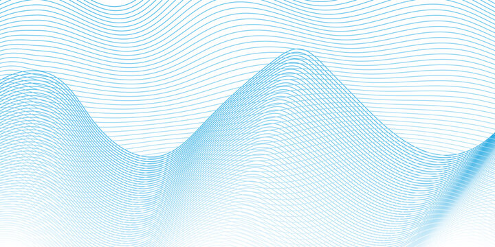 Modern abstract wave digital blue and white geometric technology. Abstract line wave gradient poster blend background vector.