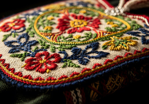 Norwegian Bunad Fabric Detail Close-Up