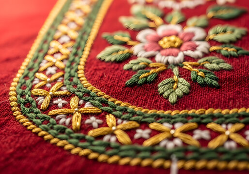 Norwegian Bunad Fabric Detail Close-Up