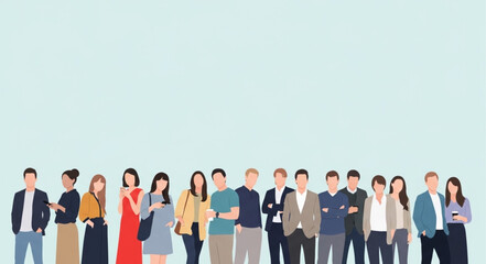 Naklejka premium Diverse group of people standing together in a line.