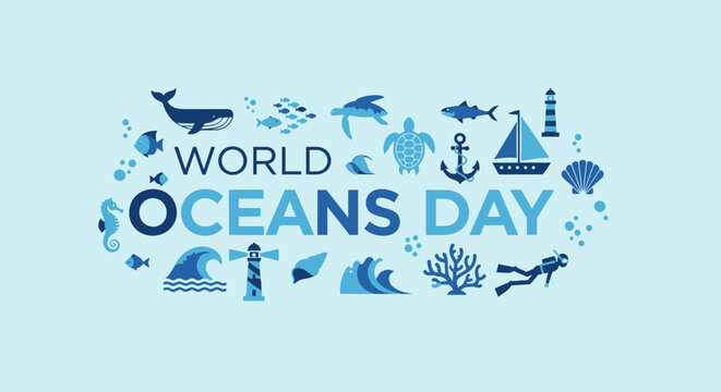 World Oceans Day awareness campaign logo.