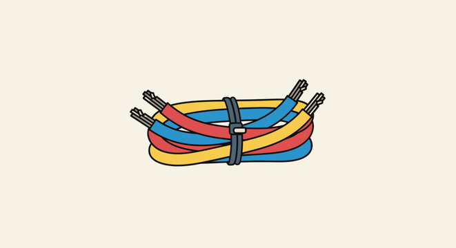 Bundle of colorful electrical wires tied with a cable tie