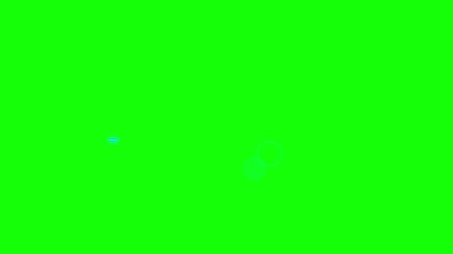 A futuristic blue and green graphic design element on a bright green background with a circle and arrows