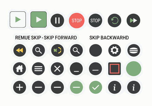 A collection of media player control icons
