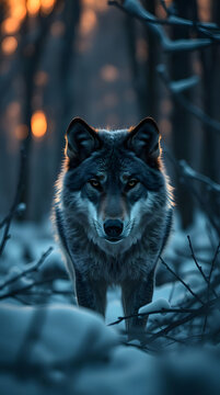 The Lone Wolf in the Winter Fores