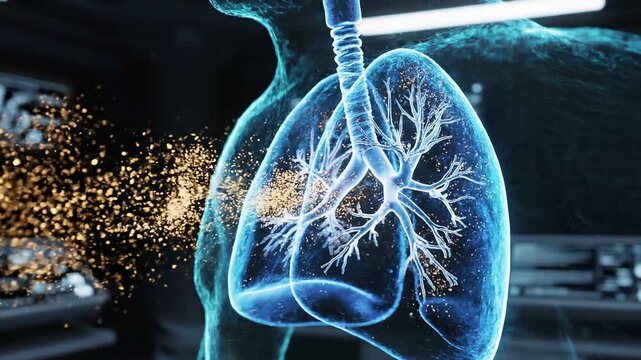 Human lungs, respiratory system, anatomy, medical illustration, 3D rendering 4k video ai