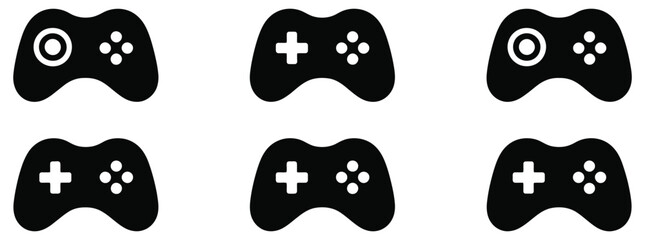 Game controller icon gamepads vector icon set video game console icon, joystick and gaming hardware symbols, interactive entertainment and console gaming © welcome  saiful