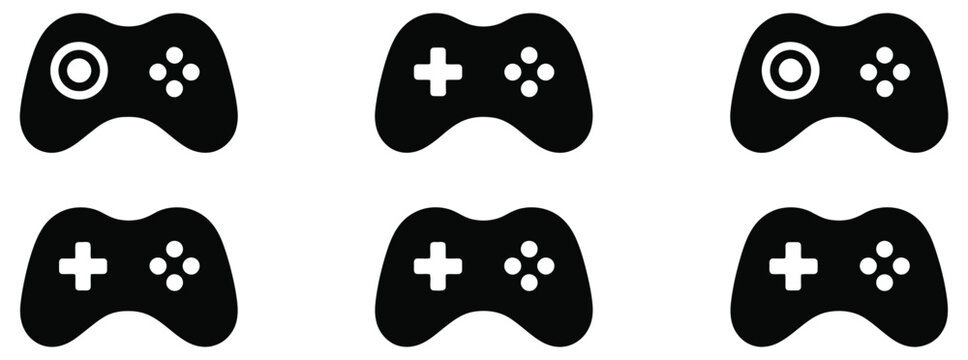 Game controller icon gamepads vector icon set video game console icon, joystick and gaming hardware symbols, interactive entertainment and console gaming