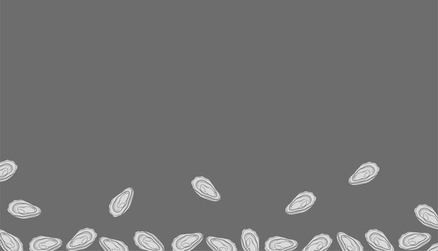 Oyster Background. Handdrawn Shell Seafood Illustration. Marine Coastal Background for Packaging Textile Design