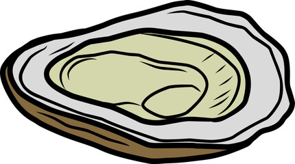 Doodle Oyster. Handdrawn Shell Seafood Illustration. Marine Coastal Design © Zayyan 