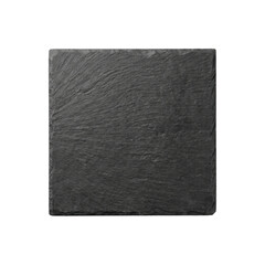 Fototapeta premium Square black slate coaster top view isolated. Stone plate mockup template.