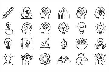 Idea and innovation icon set with brain lightbulb thinking and creativity concepts © ALI
