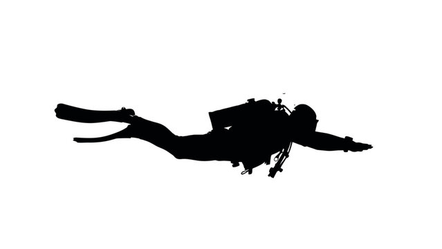 Scuba diver in diving gear swimming.