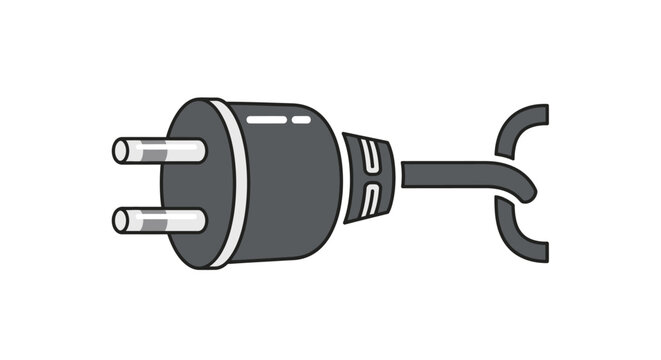 Illustration of a broken electric power plug with severed cable