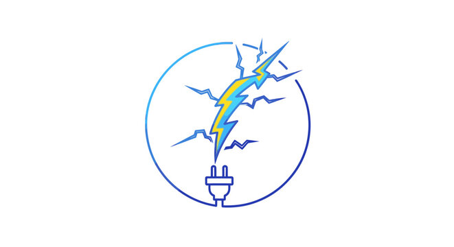 Electric plug icon with lightning bolt in blue circle