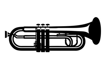 Naklejka premium contrabass trombone instrument silhouette illustration for music orchestra brass and symphony design