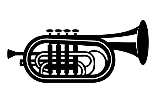baritone horn instrument silhouette illustration for music brass band orchestra and classical design