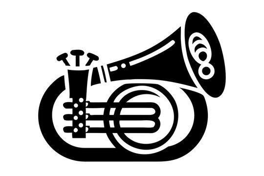 sousaphone instrument silhouette illustration for marching band music parade and brass performance design