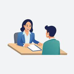 Fototapeta premium Professional Businesswoman Interviewing Candidate in Office Setting.