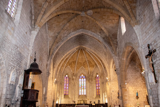 Interior view of Eglise Saint-Dominique in medieval Monpazier France