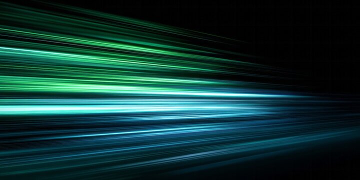 Streaking lights create a sense of rapid motion into darkness.