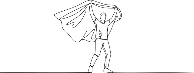 Fototapeta premium 462_continuous line art man p_traced