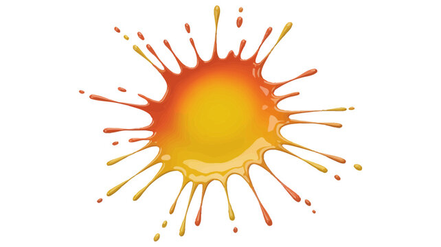 Orange and yellow liquid splatter burst with splatter abstract creative energetic isolated background