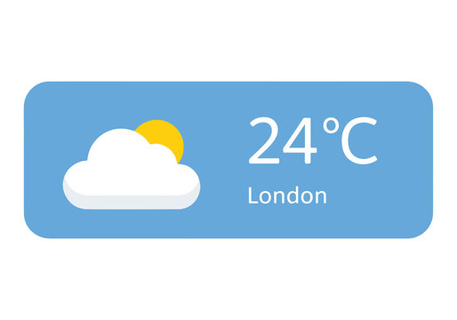 A weather widget with 24C and partly sunny in London