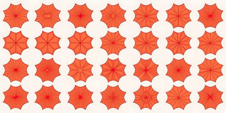 Arrangement of 24 orange star-shaped flowers with circular spacing arrangement botanical collection decoration illustration multiple arranged circular ornamental component
