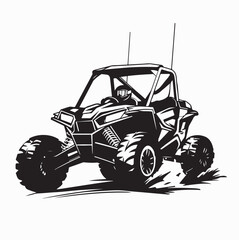 Off Road Buggy Racing Action Silhouette Illustration On White Background © Edo