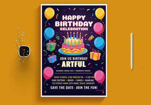 Birthday Celebration Invitation Flyer Design
