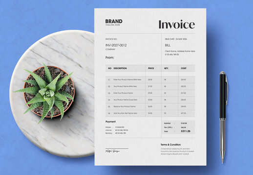 Minimal Corporate Invoice Layout with Billing Document