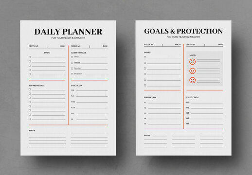 Minimal Daily Planner Template for Productivity Goal Tracking