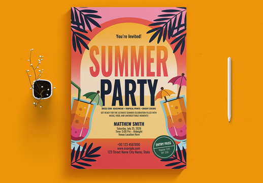 Summer Club Party Flyer Template Modern