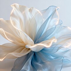 Fototapeta premium Elegant Blue and White Silk Fabric Flowing Waves