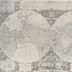 Obraz premium Historical World Map of Nautical Expeditions