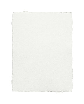 White deckle edge paper isolated. Handmade stationery mockup.