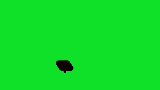 A modern, high-contrast 3D isometric speech bubble featuring a bright yellow cloud upload icon 4k stock animation video on a green screen background for chroma key background for video editing.