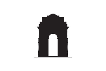 Fototapeta premium India Gate Vector Icons Set – Delhi Landmark Silhouettes, Outline & Solid Architecture Illustration Pack