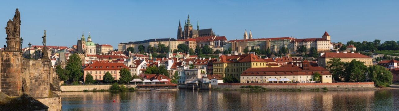 Panoramic view of the historic Charles Bridge