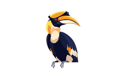 Stylized hornbill bird vector with bold beak and geometric shapes in modern flat design isolated © Md Humaun
