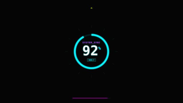 Futuristic system sync progress bar animation