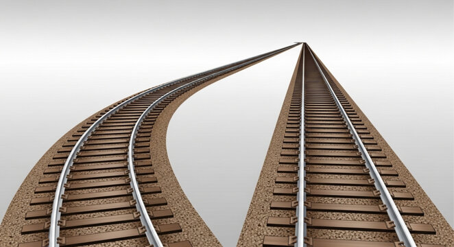 Two Train Tracks Converging Towards a Single Point.