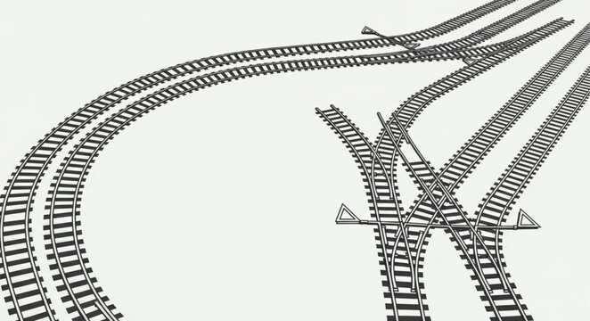 Multiple Railway Tracks Converging and Diverging.