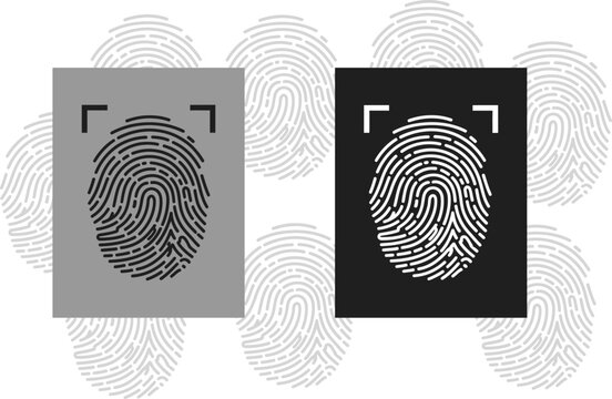 Fingerprint face illusion two rectangular portraits with fingerprint features
