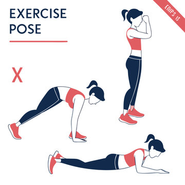Correct and incorrect exercise poses fitness woman