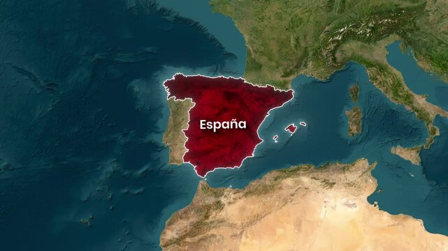 espa&ntilde;a highlighted on the world map animation motion footage