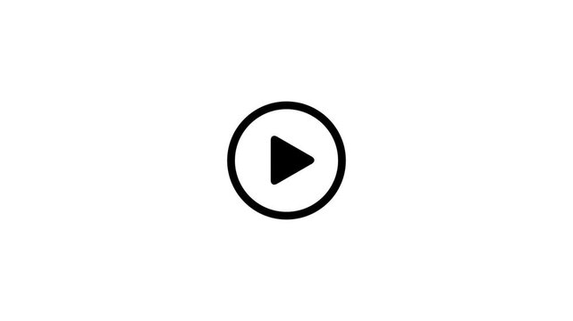 Play button animation. video music play sign animation icon.Media Player Button Icon Animation.